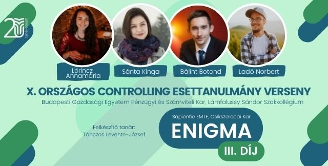 Újabb sapientiás siker az Országos Controlling Esettanulmányi Versenyen