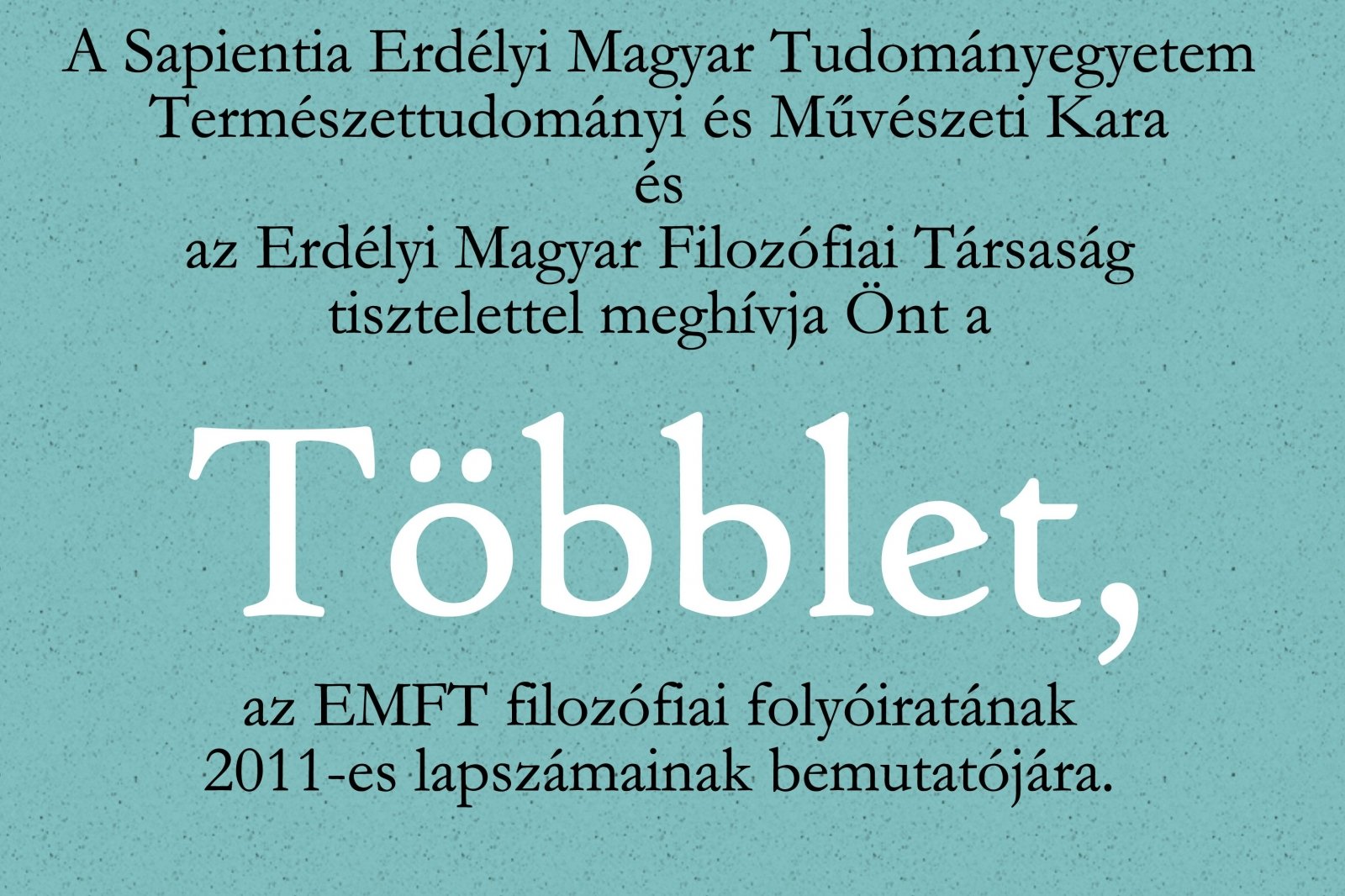 Könyvbemutató Kolozsváron: Többlet