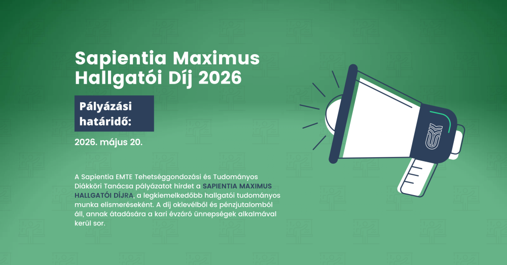 Pályázati felhívás: Sapientia Maximus Hallgatói Díj 2026